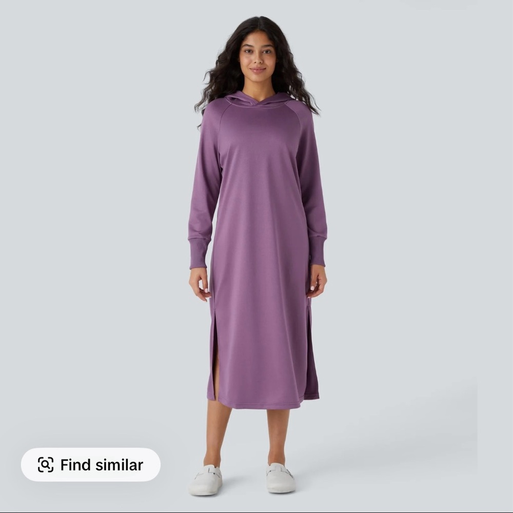 Purple Hooded Midi Dress - Halara TikTok Brand Pre-Owned Like New - Picture 2 of 12